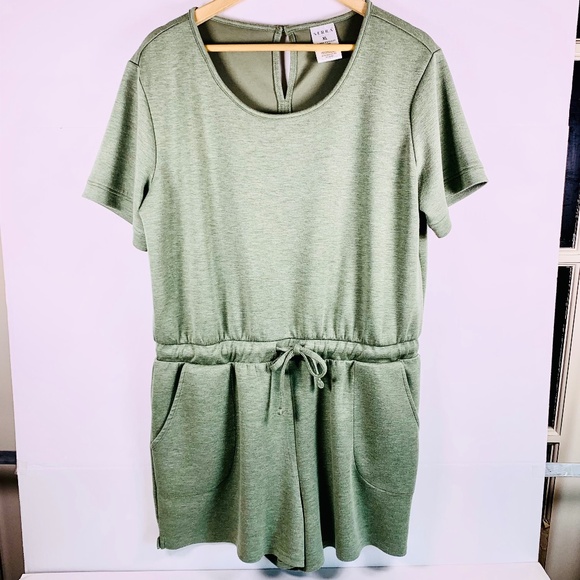 Serra Pants - XL SERRA Romper buttery soft one piece green short-sleeve/pockets casual/lounge
